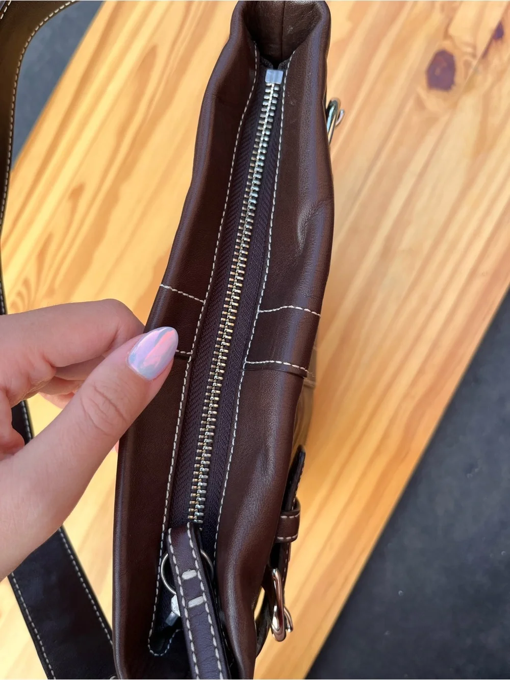Coach Soho Brown Leather Shoulder Bag with Double Buckle Detail
